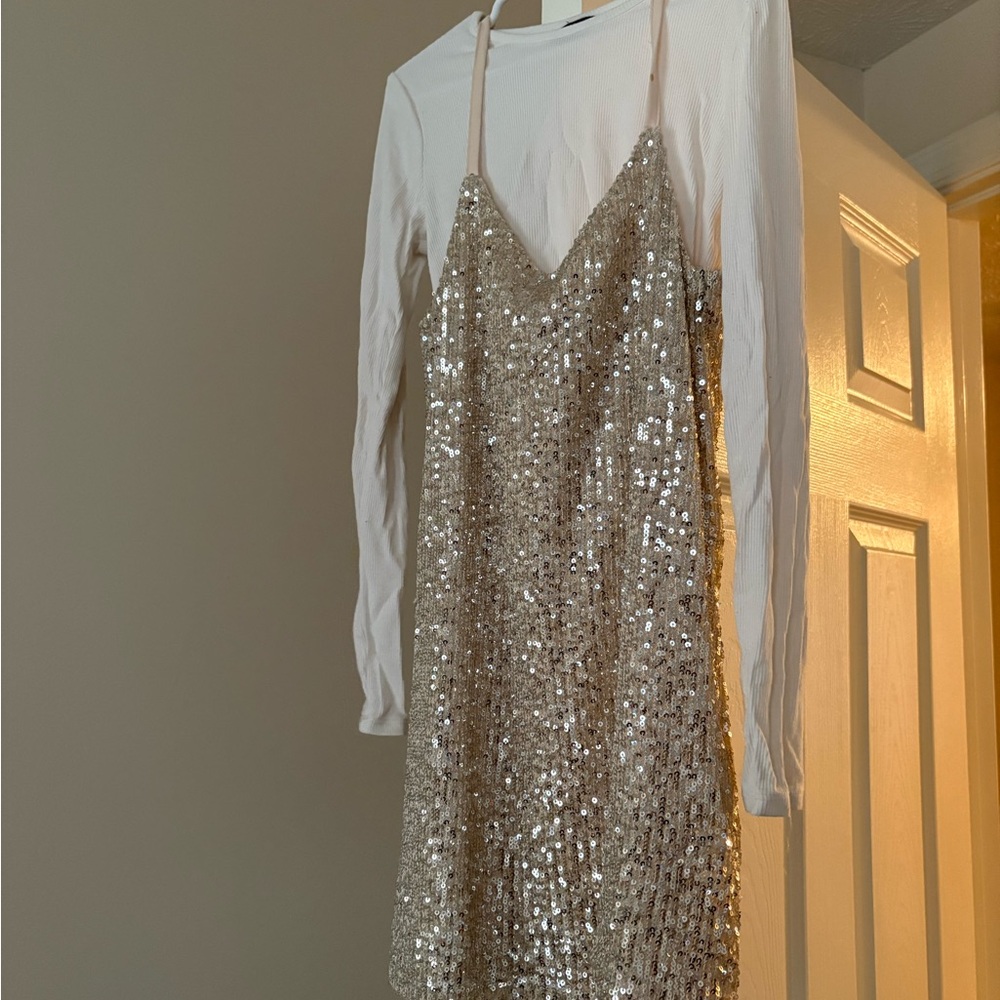Art Class Silver Sequin Mini Dress
